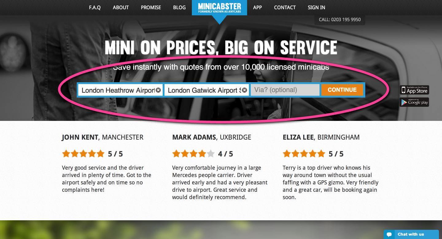Minicabster, Get minicab quotes from London and the UK fast (2)
